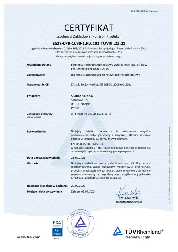 EN 1090 Certificate — SPARKZ